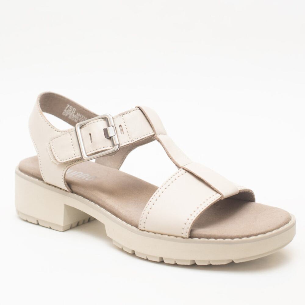 Munro M431810 Mel Latte Leather‎ Platform Sandal Size 8W Velcro